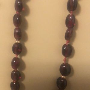 Garnet Necklace Knotted w/GF beads - 20”